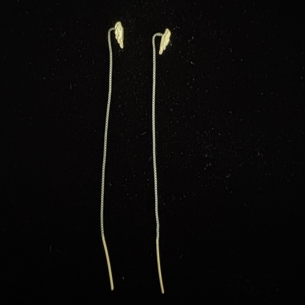 Gold and Silver Feather/Wing Chain Earrings